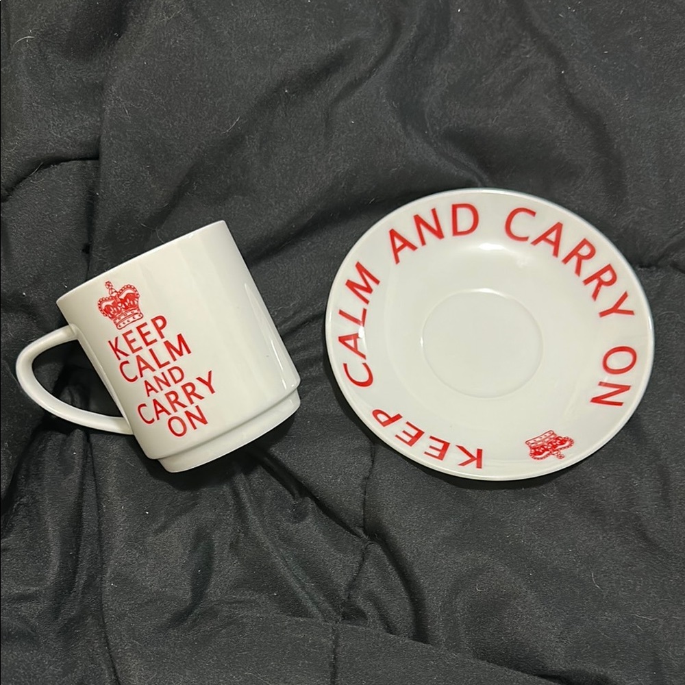 Keep Calm and Carry On Mug & Saucer Duo (from different sets)